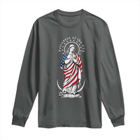 Patroness of the USA Virgin Mary Graphic Long Sleeve Shirt Patriotic American Flag Catholic Faith
