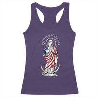Patroness of the USA Virgin Mary Graphic Racerback Tank Top Patriotic American Flag Catholic Faith