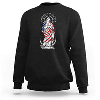 Patroness of the USA Virgin Mary Graphic Sweatshirt Patriotic American Flag Catholic Faith