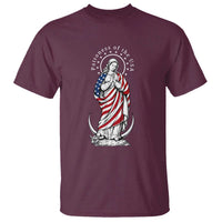 Patroness of the USA Virgin Mary Graphic T Shirt Patriotic American Flag Catholic Faith
