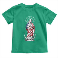 Patroness of the USA Virgin Mary Graphic Toddler T Shirt Patriotic American Flag Catholic Faith