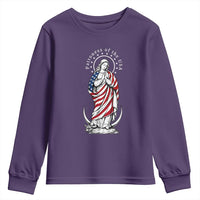 Patroness of the USA Virgin Mary Graphic Youth Sweatshirt Patriotic American Flag Catholic Faith