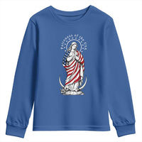 Patroness of the USA Virgin Mary Graphic Youth Sweatshirt Patriotic American Flag Catholic Faith