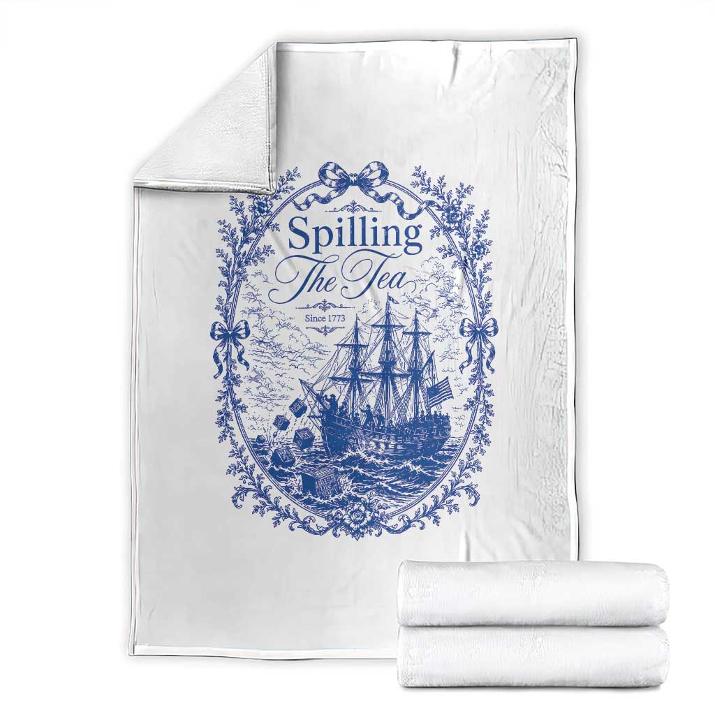 Spilling The Tea Since 1773 Boston Tea Party Throw Blanket Funny Historical Toile Graphic American History Humor