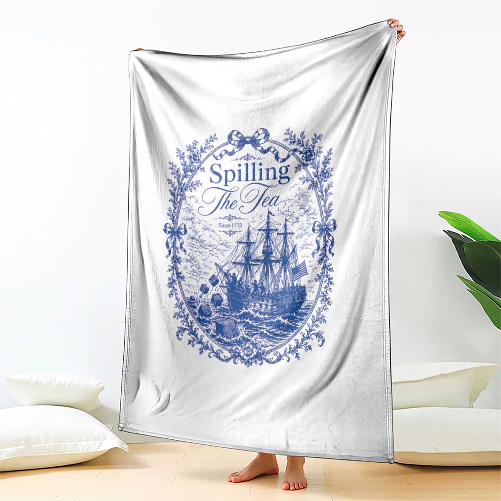 Spilling The Tea Since 1773 Boston Tea Party Throw Blanket Funny Historical Toile Graphic American History Humor