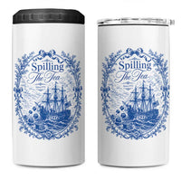 Spilling The Tea Since 1773 Boston Tea Party 4 in 1 Can Cooler Tumbler Funny Historical Toile Graphic American History Humor