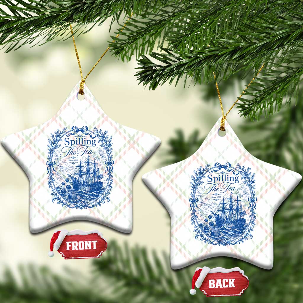 Spilling The Tea Since 1773 Boston Tea Party Ceramic Ornament Funny Historical Toile Graphic American History Humor