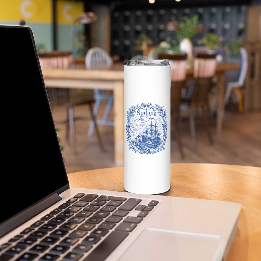 Spilling The Tea Since 1773 Boston Tea Party Skinny Tumbler Funny Historical Toile Graphic American History Humor