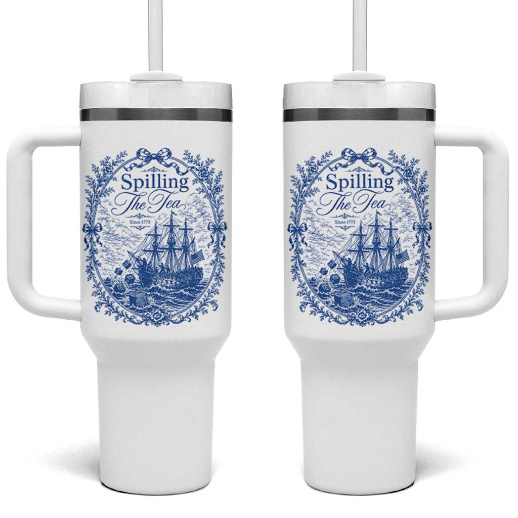 Spilling The Tea Since 1773 Boston Tea Party Tumbler With Handle Funny Historical Toile Graphic American History Humor