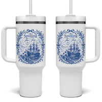 Spilling The Tea Since 1773 Boston Tea Party Tumbler With Handle Funny Historical Toile Graphic American History Humor