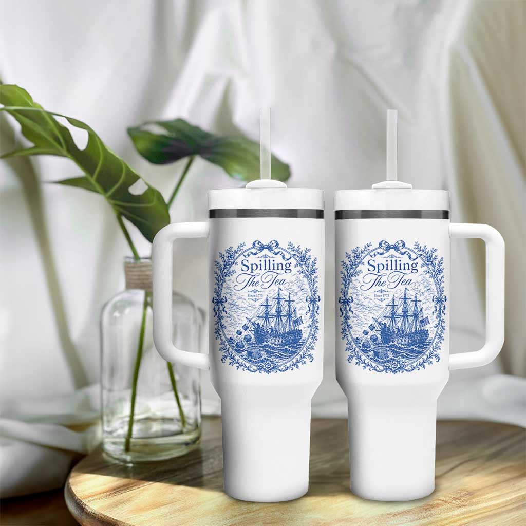 Spilling The Tea Since 1773 Boston Tea Party Tumbler With Handle Funny Historical Toile Graphic American History Humor