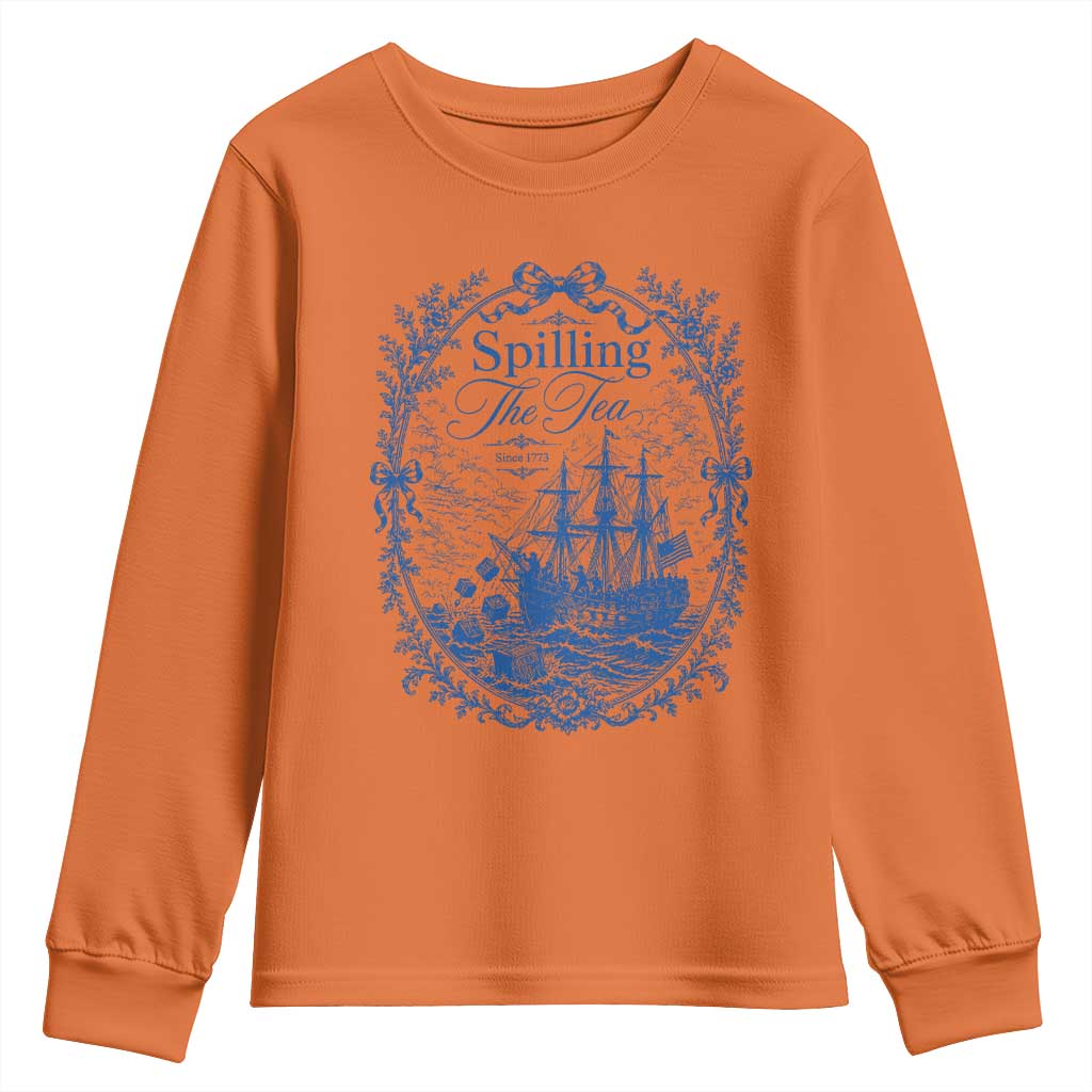 Spilling The Tea Since 1773 Boston Tea Party Youth Sweatshirt Funny Historical Toile Graphic American History Humor