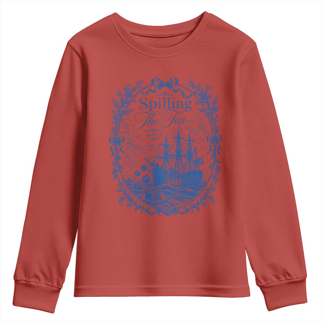 Spilling The Tea Since 1773 Boston Tea Party Youth Sweatshirt Funny Historical Toile Graphic American History Humor