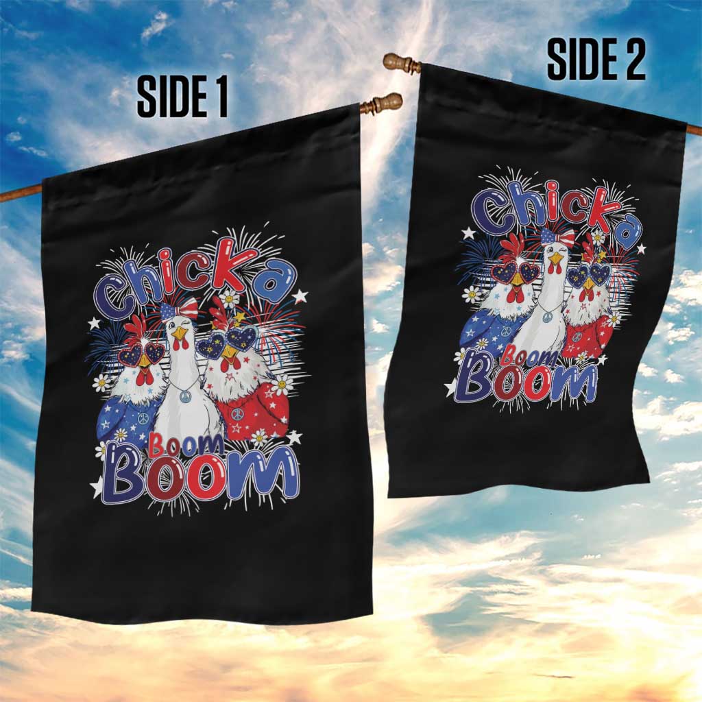 Funny Patriotic Chickens 4th of July Fireworks Garden Flag Retro Chicka Boom Boom Hen Rooster Chick Graphic