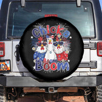 Funny Patriotic Chickens 4th of July Fireworks Spare Tire Cover Retro Chicka Boom Boom Hen Rooster Chick Graphic