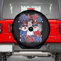 Funny Patriotic Chickens 4th of July Fireworks Spare Tire Cover Retro Chicka Boom Boom Hen Rooster Chick Graphic