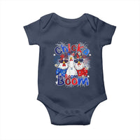 Funny Patriotic Chickens 4th of July Fireworks Baby Onesie Retro Chicka Boom Boom Hen Rooster Chick Graphic