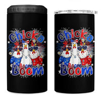 Funny Patriotic Chickens 4th of July Fireworks 4 in 1 Can Cooler Tumbler Retro Chicka Boom Boom Hen Rooster Chick Graphic
