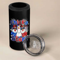Funny Patriotic Chickens 4th of July Fireworks 4 in 1 Can Cooler Tumbler Retro Chicka Boom Boom Hen Rooster Chick Graphic