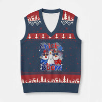 Funny Patriotic Chickens 4th of July Fireworks V-Neck Knit Sweater Vest Retro Chicka Boom Boom Hen Rooster Chick Graphic