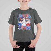 Funny Patriotic Chickens 4th of July Fireworks T Shirt For Kid Retro Chicka Boom Boom Hen Rooster Chick Graphic