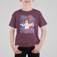 Funny Patriotic Chickens 4th of July Fireworks T Shirt For Kid Retro Chicka Boom Boom Hen Rooster Chick Graphic