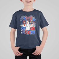 Funny Patriotic Chickens 4th of July Fireworks T Shirt For Kid Retro Chicka Boom Boom Hen Rooster Chick Graphic