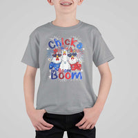 Funny Patriotic Chickens 4th of July Fireworks T Shirt For Kid Retro Chicka Boom Boom Hen Rooster Chick Graphic