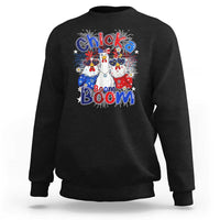 Funny Patriotic Chickens 4th of July Fireworks Sweatshirt Retro Chicka Boom Boom Hen Rooster Chick Graphic