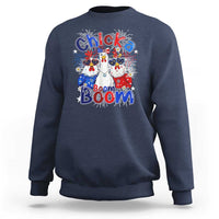 Funny Patriotic Chickens 4th of July Fireworks Sweatshirt Retro Chicka Boom Boom Hen Rooster Chick Graphic