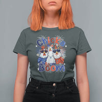 Funny Patriotic Chickens 4th of July Fireworks T Shirt For Women Retro Chicka Boom Boom Hen Rooster Chick Graphic