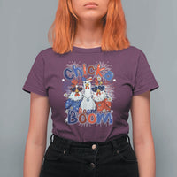 Funny Patriotic Chickens 4th of July Fireworks T Shirt For Women Retro Chicka Boom Boom Hen Rooster Chick Graphic