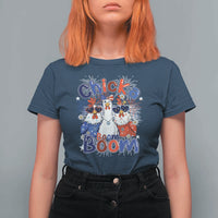 Funny Patriotic Chickens 4th of July Fireworks T Shirt For Women Retro Chicka Boom Boom Hen Rooster Chick Graphic