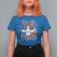 Funny Patriotic Chickens 4th of July Fireworks T Shirt For Women Retro Chicka Boom Boom Hen Rooster Chick Graphic