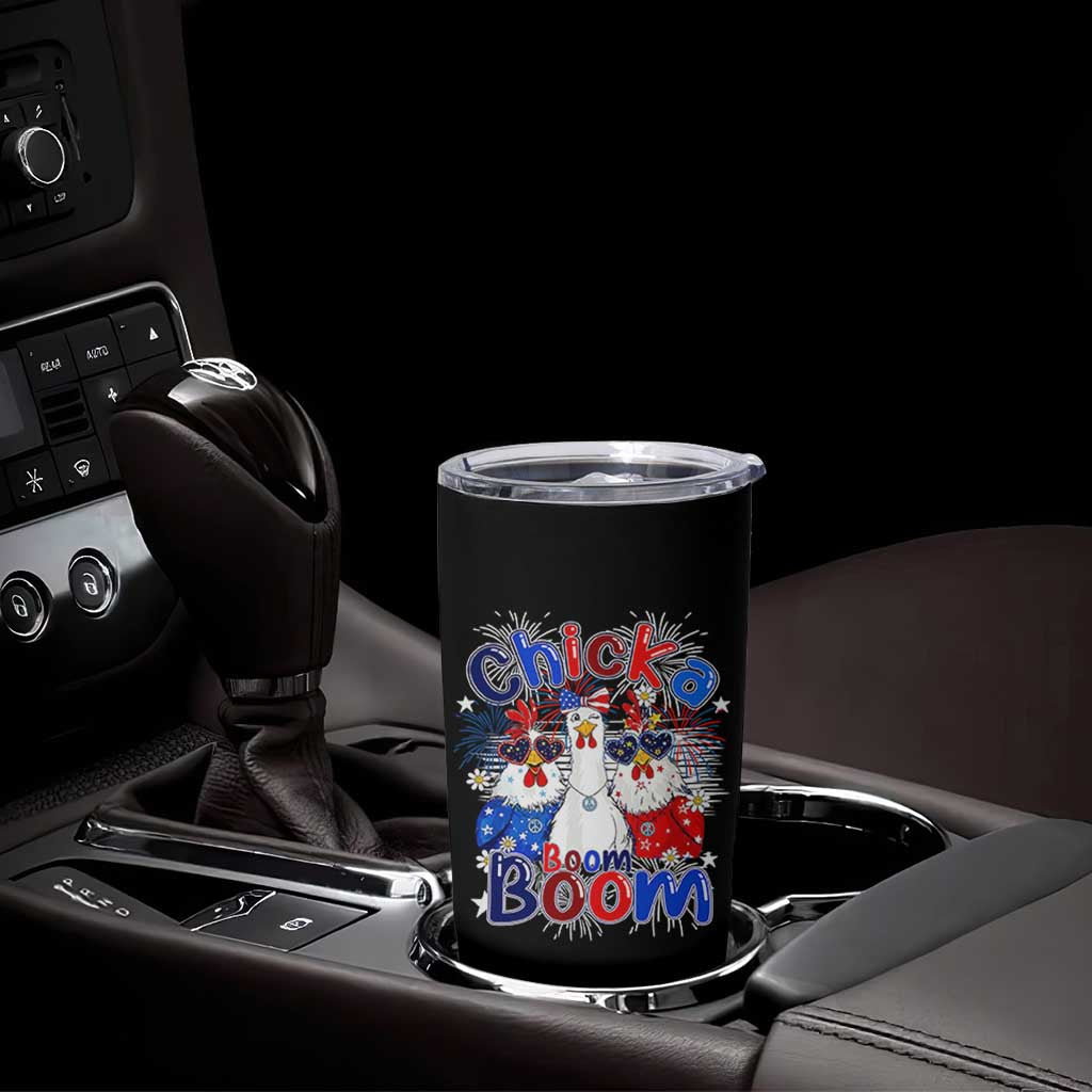 Funny Patriotic Chickens 4th of July Fireworks Tumbler Cup Retro Chicka Boom Boom Hen Rooster Chick Graphic