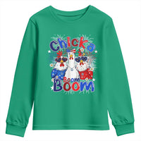 Funny Patriotic Chickens 4th of July Fireworks Youth Sweatshirt Retro Chicka Boom Boom Hen Rooster Chick Graphic