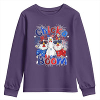 Funny Patriotic Chickens 4th of July Fireworks Youth Sweatshirt Retro Chicka Boom Boom Hen Rooster Chick Graphic