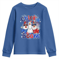 Funny Patriotic Chickens 4th of July Fireworks Youth Sweatshirt Retro Chicka Boom Boom Hen Rooster Chick Graphic