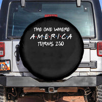 The One Where America Turns 250 Funny Sitcom Parody Spare Tire Cover Red White and Blue Dots Retro TV Show Semiquincentennial