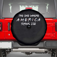 The One Where America Turns 250 Funny Sitcom Parody Spare Tire Cover Red White and Blue Dots Retro TV Show Semiquincentennial