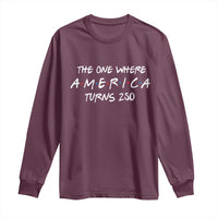 The One Where America Turns 250 Funny Sitcom Parody Long Sleeve Shirt Red White and Blue Dots Retro TV Show Semiquincentennial