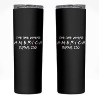 The One Where America Turns 250 Funny Sitcom Parody Skinny Tumbler Red White and Blue Dots Retro TV Show Semiquincentennial