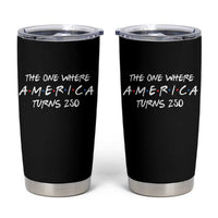 The One Where America Turns 250 Funny Sitcom Parody Tumbler Cup Red White and Blue Dots Retro TV Show Semiquincentennial