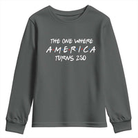 The One Where America Turns 250 Funny Sitcom Parody Youth Sweatshirt Red White and Blue Dots Retro TV Show Semiquincentennial
