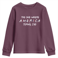 The One Where America Turns 250 Funny Sitcom Parody Youth Sweatshirt Red White and Blue Dots Retro TV Show Semiquincentennial