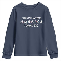 The One Where America Turns 250 Funny Sitcom Parody Youth Sweatshirt Red White and Blue Dots Retro TV Show Semiquincentennial