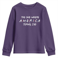 The One Where America Turns 250 Funny Sitcom Parody Youth Sweatshirt Red White and Blue Dots Retro TV Show Semiquincentennial