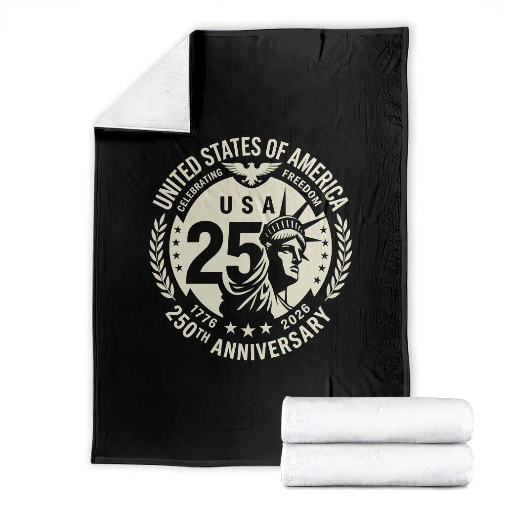 USA 250th Anniversary Statue of Liberty Vintage Crest Throw Blanket Celebrating Freedom 1776 to 2026 Semiquincentennial