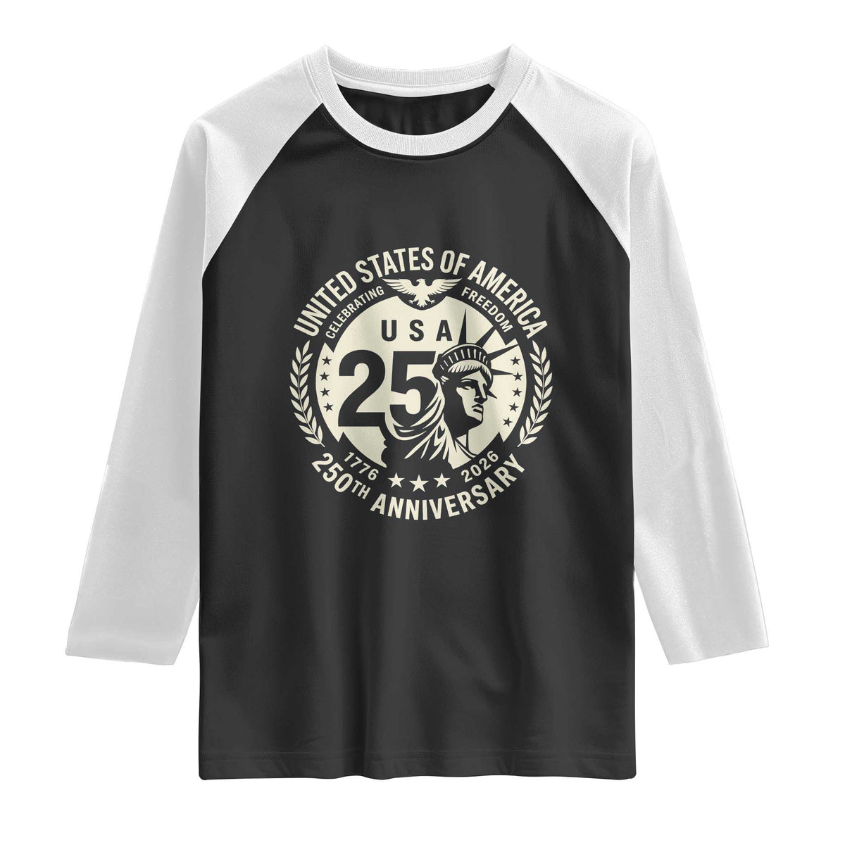 USA 250th Anniversary Statue of Liberty Vintage Crest Raglan Shirt Celebrating Freedom 1776 to 2026 Semiquincentennial