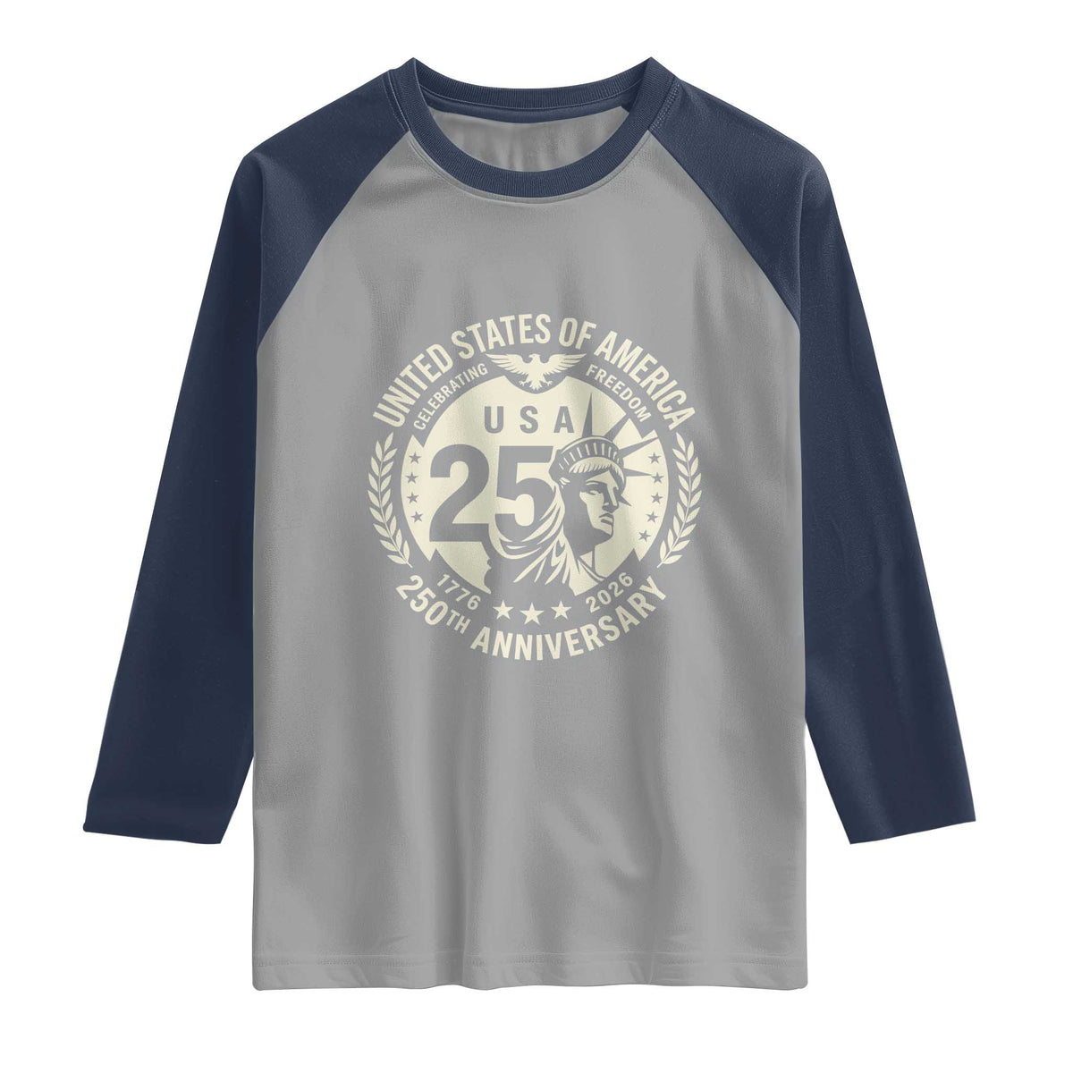 USA 250th Anniversary Statue of Liberty Vintage Crest Raglan Shirt Celebrating Freedom 1776 to 2026 Semiquincentennial